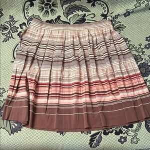 Robin Howe Silk pleated Striped Pink and Brown Women's Skirt
